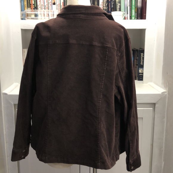 St. Johns Bay Stretch Brown Corduroy Jacket Size 1X Shaket - Picture 3 of 6